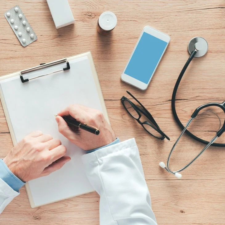 MTF breast augmentation Doctor writing on notepad